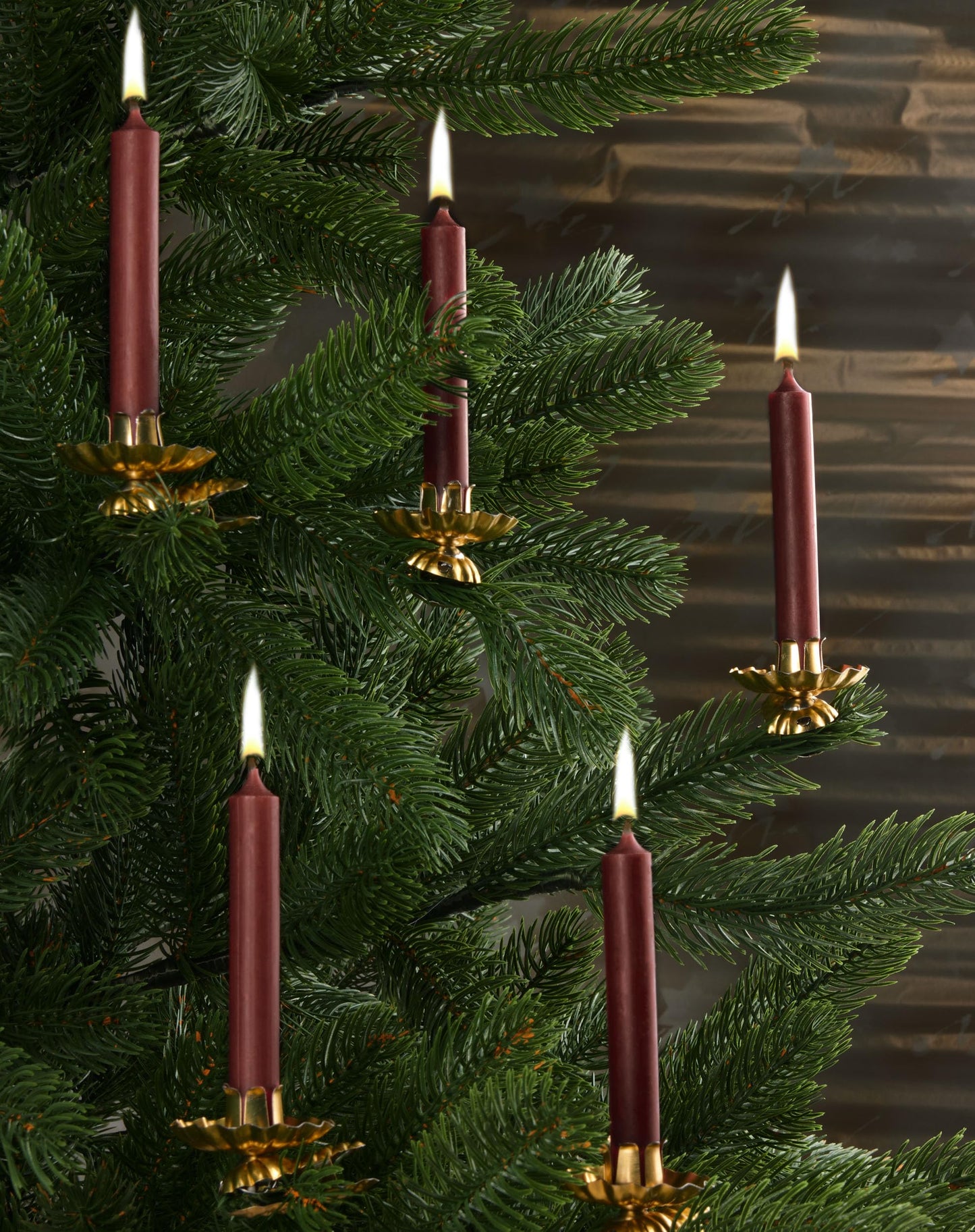 BRUBAKER 100 pack of tree candles wax - Christmas candles pyramid candles tree candles - Dark red