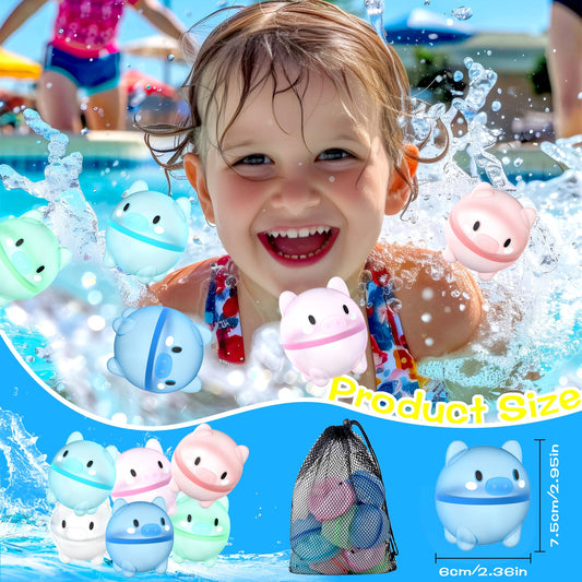 DBPBToU 8/12/16 Piece Water Balloons Reusable for Kids Adults, Self-Sealing Water Balloons, Water Toys for Kids for Family Game Beach Pool Party (12 Pieces)