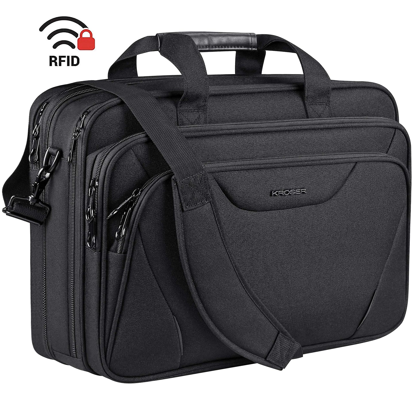 KROSER 18-inch handbag, laptop bag up to 17.3 inches, waterproof, expandable, document bag with shoulder strap, for travel/business/school/men/women, laptop bag.