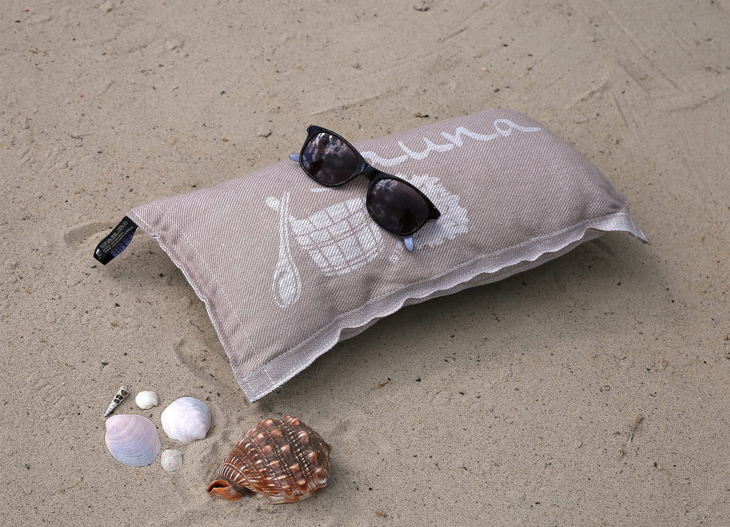 JOKIPIIN | 1 x Favorite Sauna Pillow Travel Pillow | Design: Sauna | Dimensions: 40 x 22 cm, Linen/Cotton | Certified pollutant-tested Ökotex 100 | Made in Finland (Beige/White)
