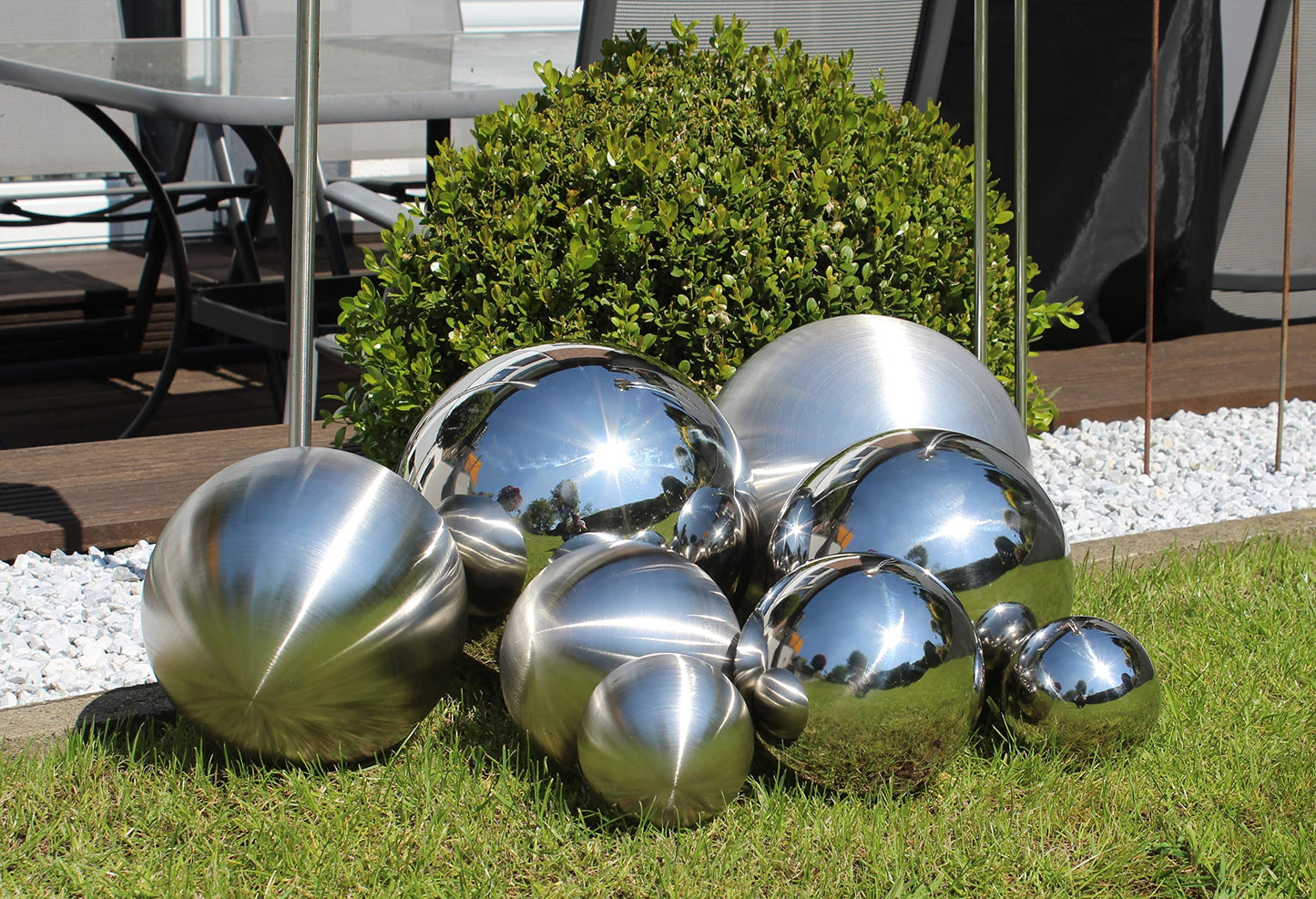 Stainless steel decorative ball large matt Ø 30cm garden decoration rose ball bed pond hollow ball floatable XXL
