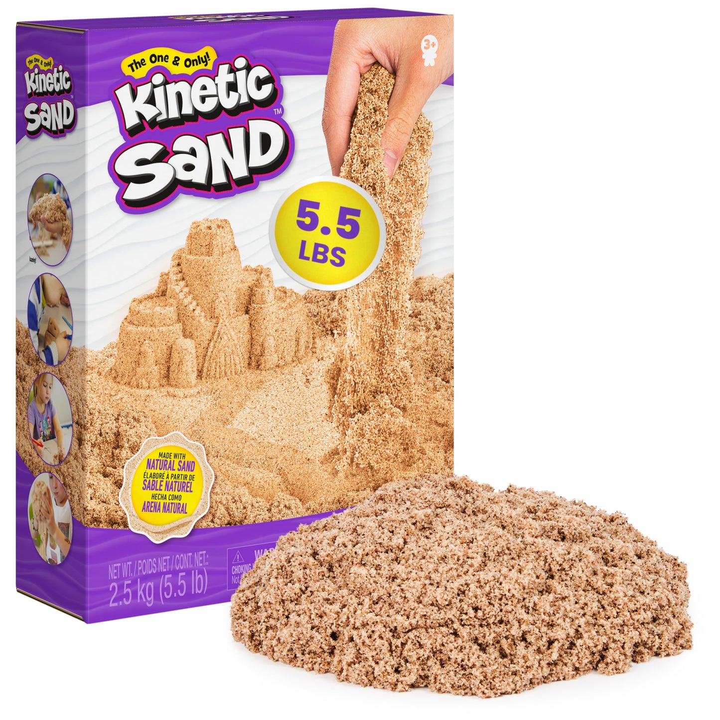 Kinetic Sand 2.5 kg - original magical kinetic sand from Sweden, natural brown, well-known from preschools, perfect for creative indoor sand play, for children ages 3 and up.
