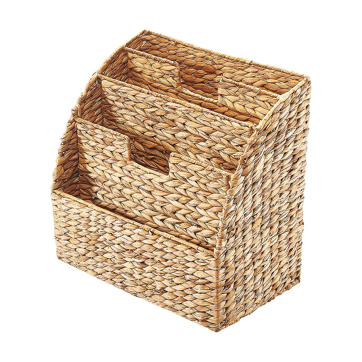 Kobolo newspaper stand STEP, 40x25x41 cm, brown, made of water hyacinth, stylish & sustainable magazine rack, newspaper holder for newspapers, magazines & books, modern magazine storage