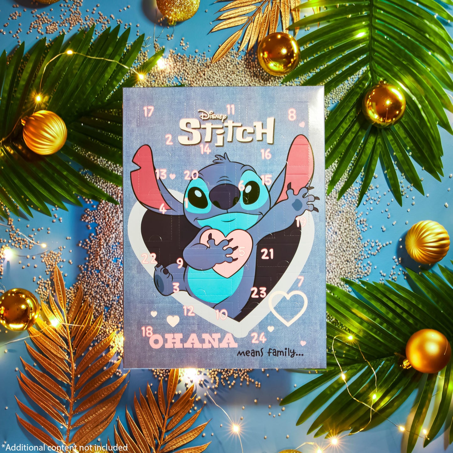 Disney Stitch Advent Calendar 2025 Girls Sweet Christmas Countdown Calendar with 24 Surprises Hair Accessories Children Gift Idea (Blue)