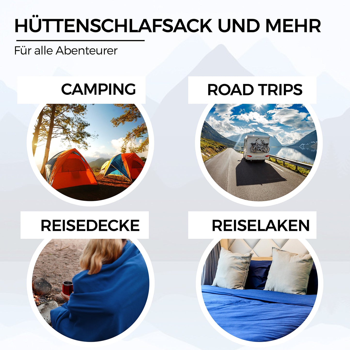 MIQIO® 2in1 sleeping bag liner ultra-light with full-length zipper (left or right): Thin comfort travel sleeping bag and XL travel blanket in one.