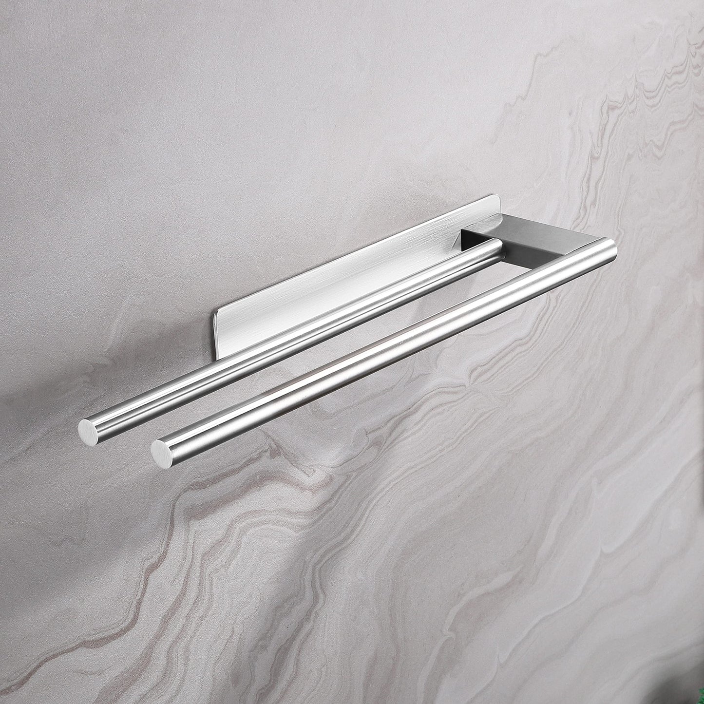 Dvocel towel holder without drilling Double 304 stainless steel towel bar Two-armed Self-adhesive guest towel holder Wall-mounted for bathroom kitchen
