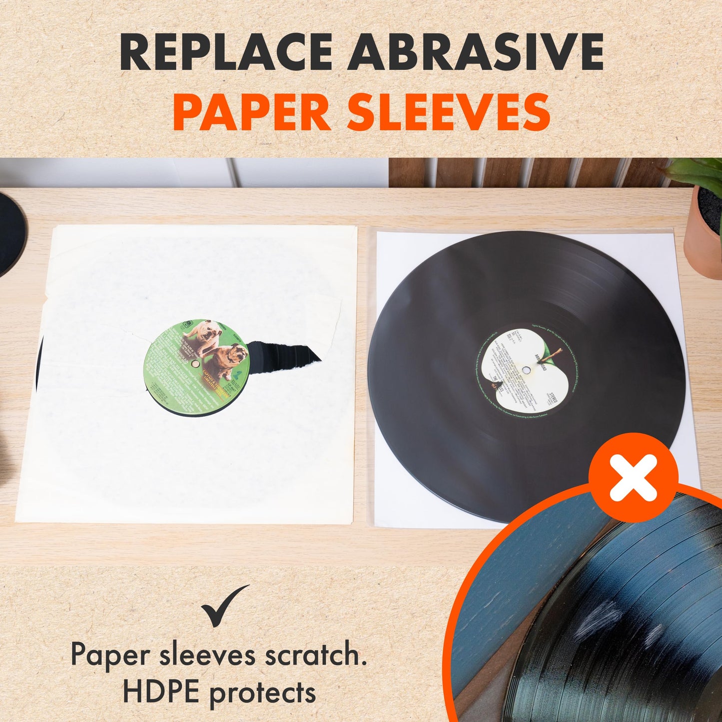 50x 12 Inner Sleeves for LP Records | Audiophile 12 Inch Antistatic Lined Vinyl Protective Sleeves | Multi-layered Inner Sleeves made of Rice Paper