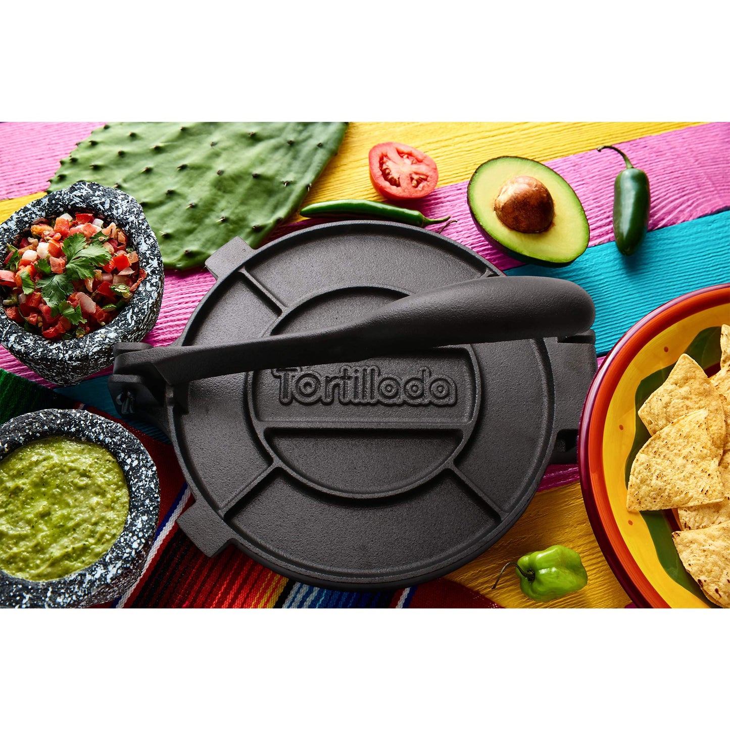 Tortilla press made of cast iron + E-book with 50 tortilla recipes + 100 x parchment paper (25cm)