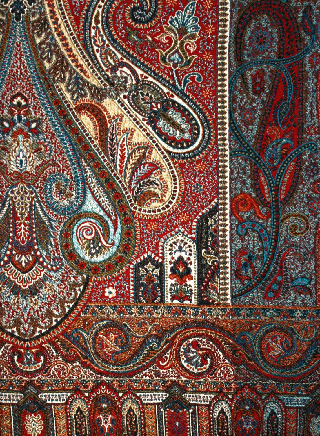 Lorenzo Cana luxury wool blanket jacquard woven from cotton with finest Merino wool - lamb colorful Paisley throw blanket wool sofa blanket cuddly blanket plaid 130 cm x 180 cm 96250
