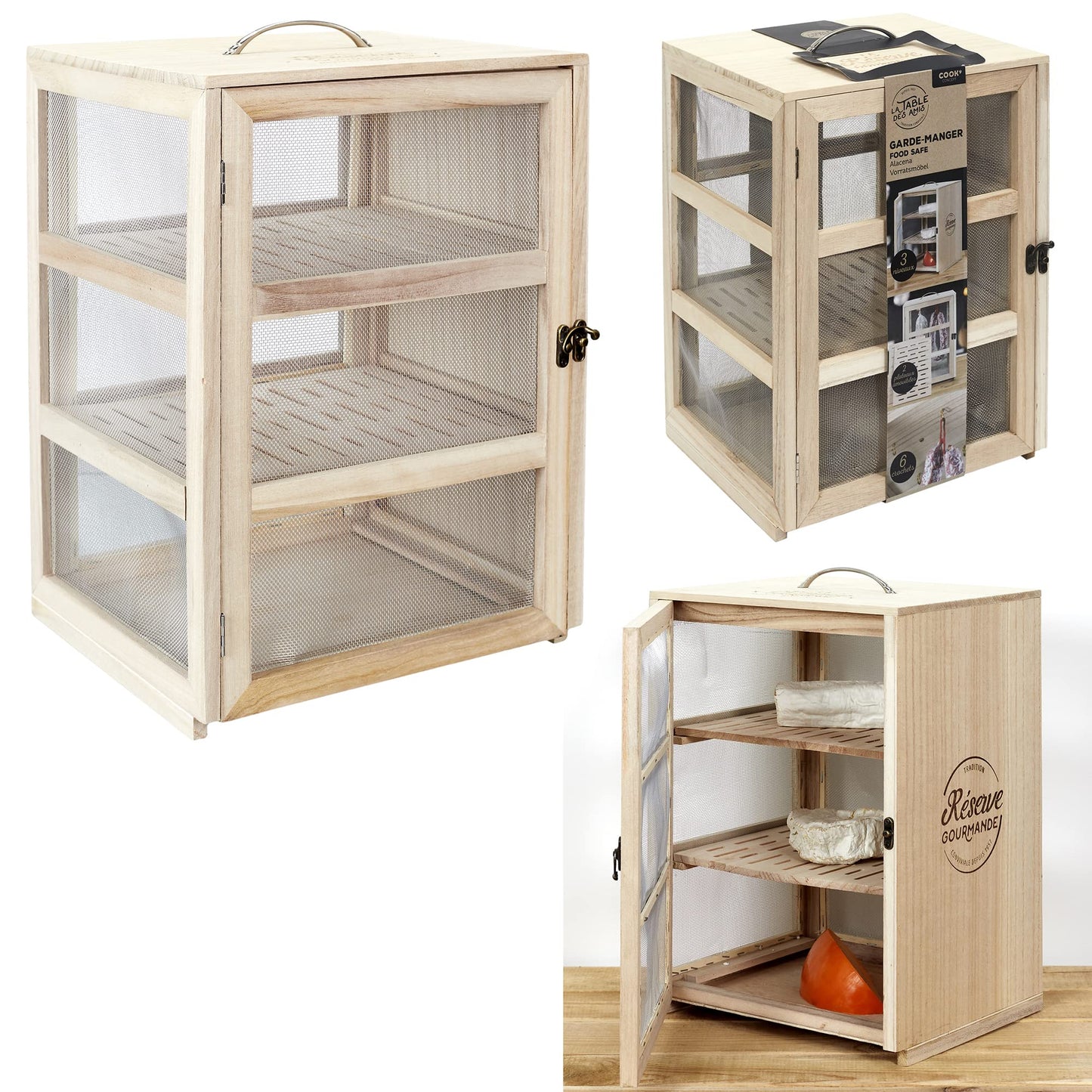 COOK CONCEPT KA4717 pantry cabinet for storage, miscellaneous accessories, made of paulownia wood, wood-steel, 28.2 x 24 x 39 cm