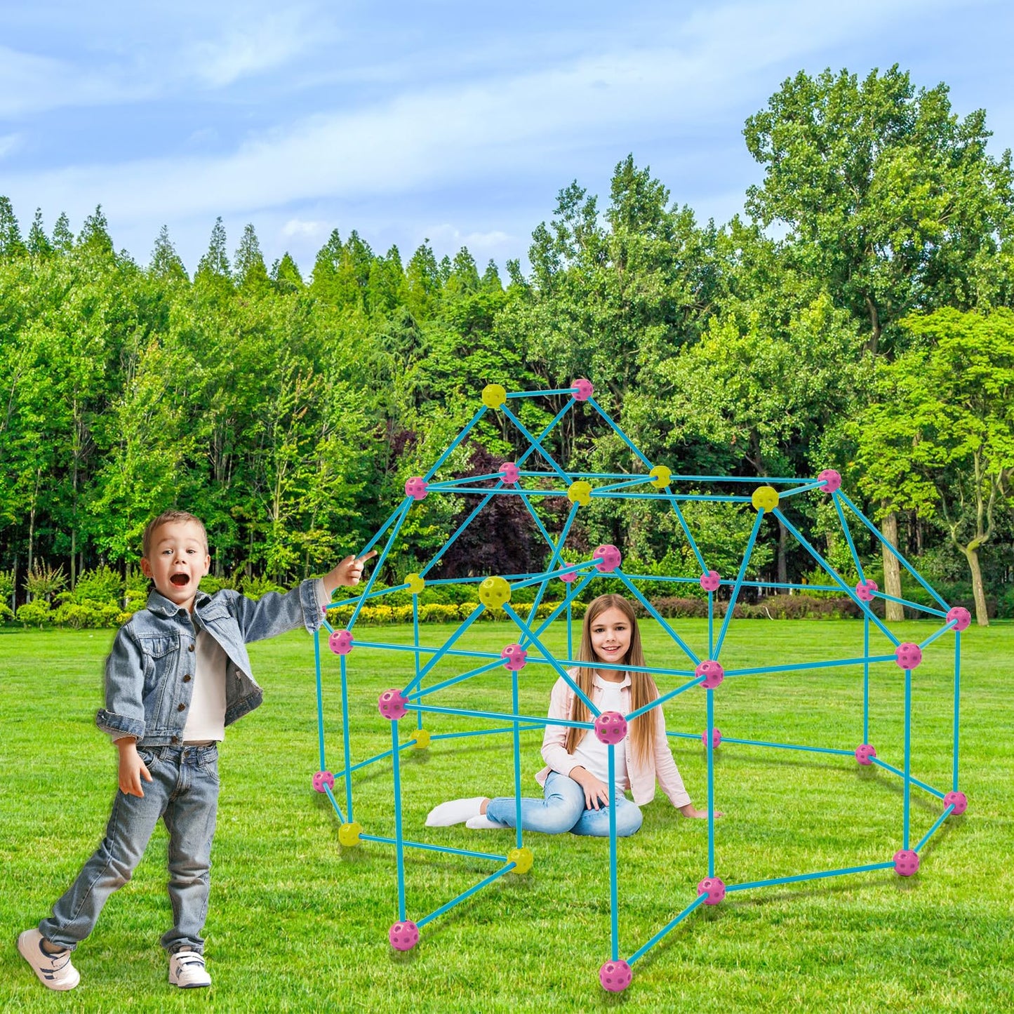 Build a cave kids XL | Outdoor games for kids | Construction toy 102 pieces | Kids tent indoor STEM | Outdoor toys | Toys for 6 years old boys