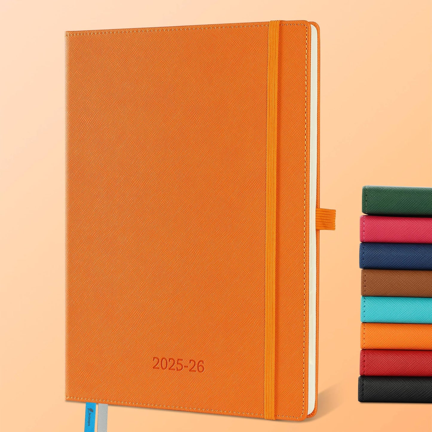 IN-LUXPRO Calendar 2025 2026 Weekly Planner, 18-Month Book Calendar (Jul.2025-Dec.2026) Monthly Calendar with Expense & Note Pages A4 (29 x 21.7 cm), with Vegan Leather & Note Pages, Orange Color.