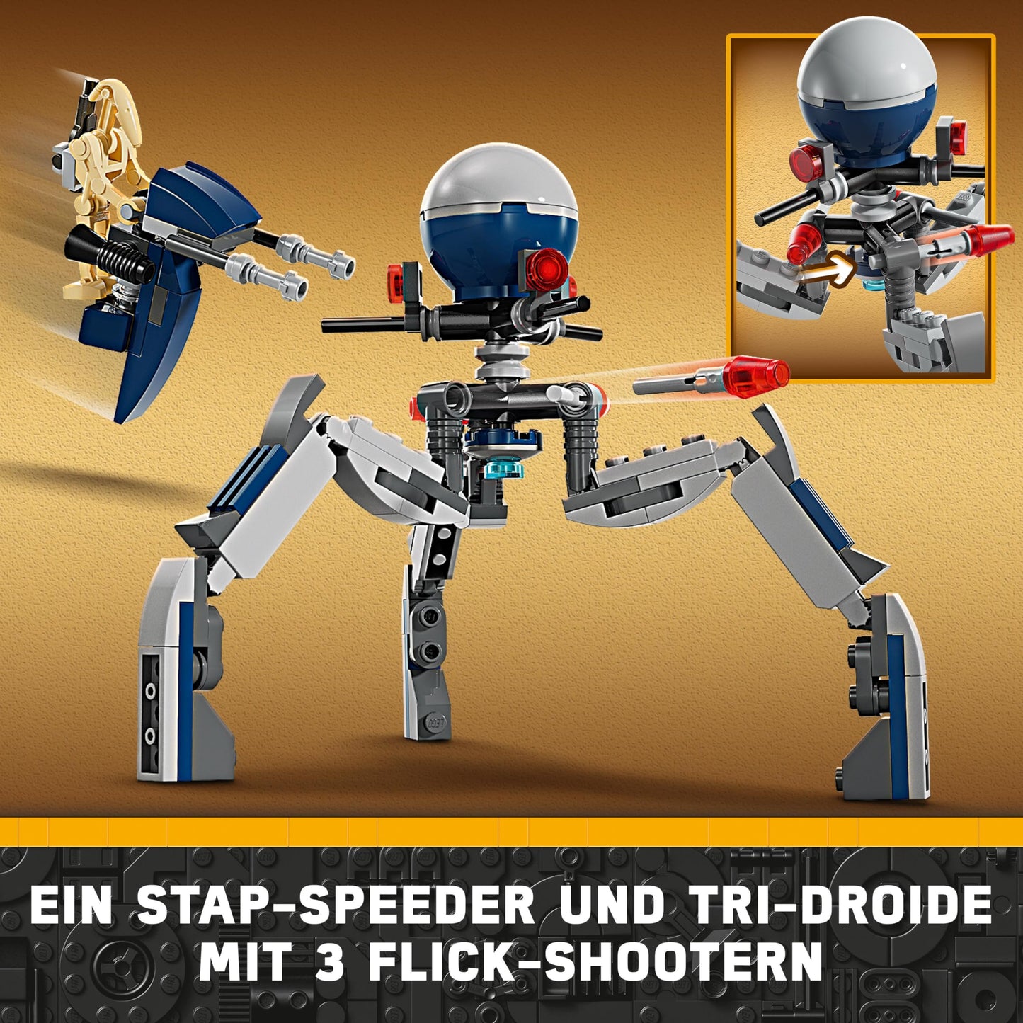 LEGO Star Wars 75372 Clone Trooper & Battle Droid Battle Pack, incl. 4 minifigures, 5 droids, and speeder bike with shooter - building toy for boys and girls aged 7 and up.