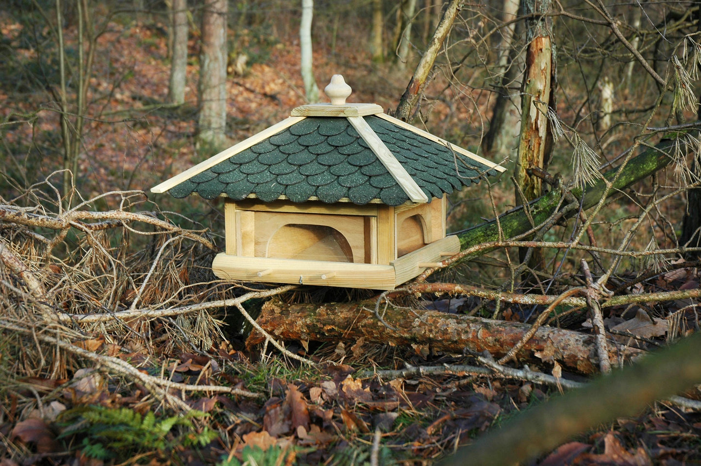 Luxury birdhouse 98700E Large XXL wooden birdhouse (pine) for garden, balcony, with 4 pull-out feed drawers - XL bird feeder birdhouse