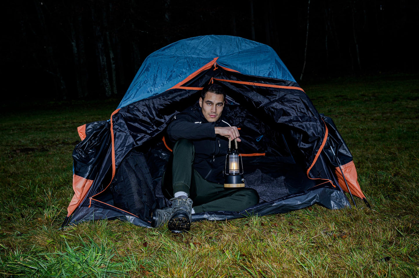 Brennenstuhl LED Battery Camping Lantern CAL 1 AC (350lm, IP44, up to 75h battery life, dimmable, adjustable color temperature, rechargeable USB C outdoor lamp with hemp rope and bamboo base)