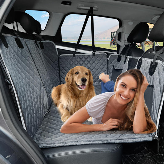 ANOSOSPECIAL Dog Car Seat Cover with Hard Bottom, Dog Car Seat Cover Backseat Waterproof Scratch-resistant Non-slip, Dog Car Seat Cover Widened Gray