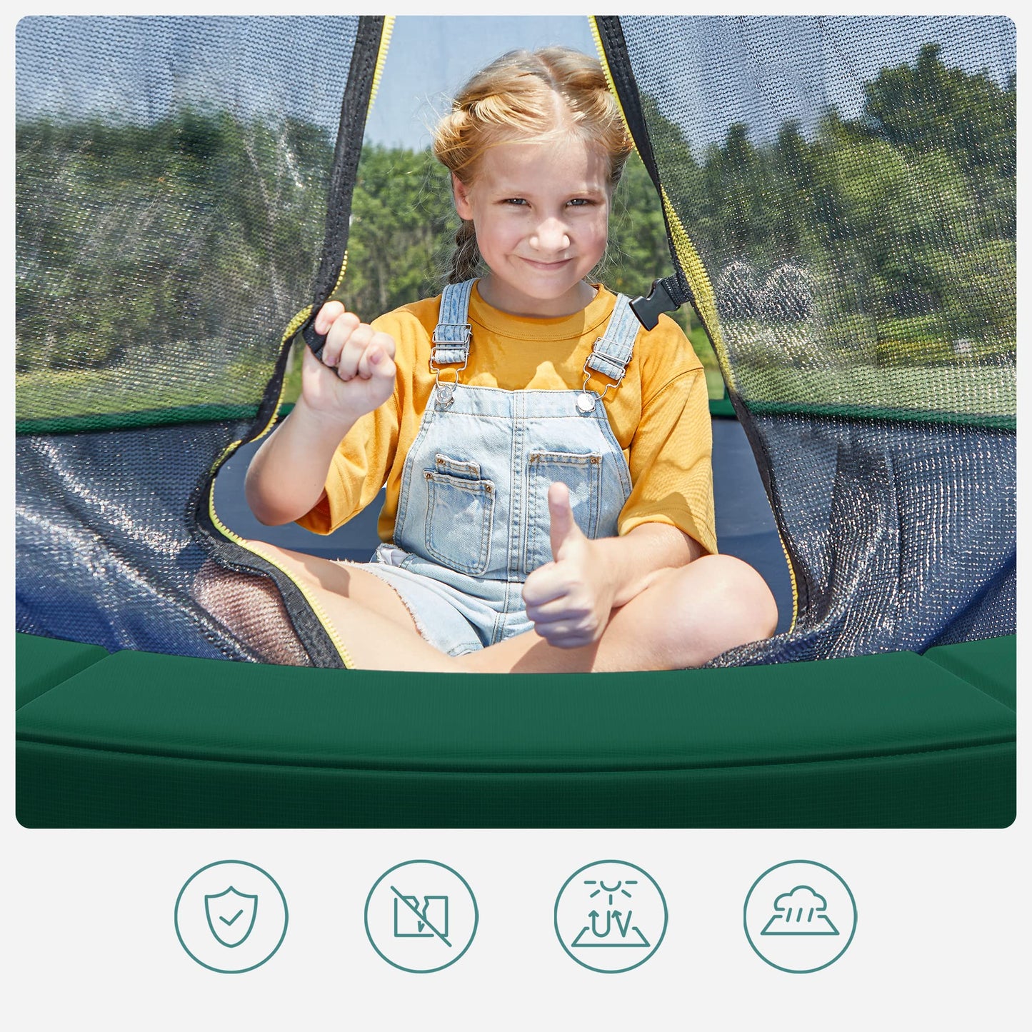 SONGMICS Trampoline Pad, Spring Cover in standard size for 305 cm trampolines, Ø 305 cm, 30 cm wide, UV-resistant, tear-resistant trampoline accessory, edge protection, green STP10GN