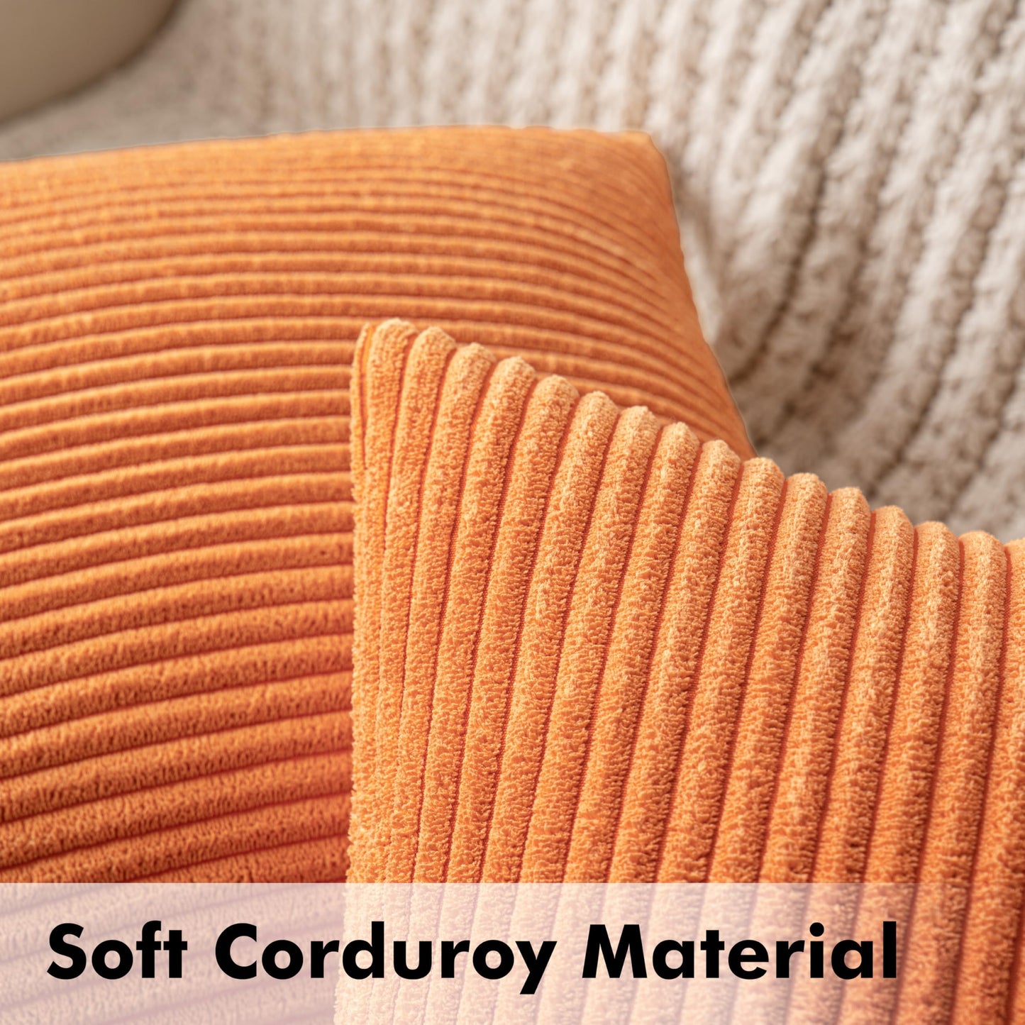 MIULEE 2-Pack Corduroy Pillow Covers Decorative Cushion Case Sofa Throw Pillow Couch Pillow Decorative Throw Pillow Cover with Hidden Zipper 45x45 cm Orange