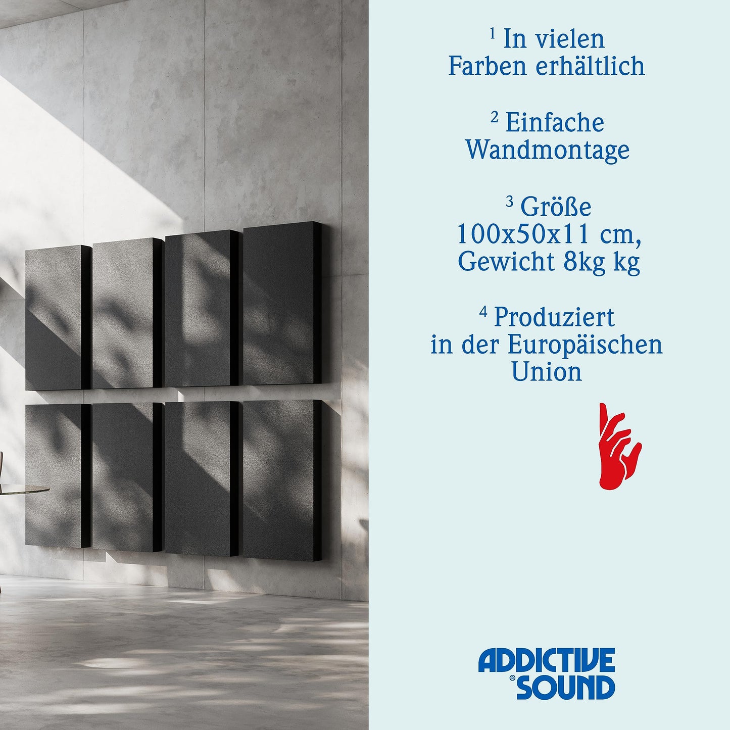 Addictive Sound premium acoustic panels - acoustic tiles and absorbers - acoustic panel and absorbers - acoustic panel measuring 100x50x11 cm - acoustic elements - Ivory