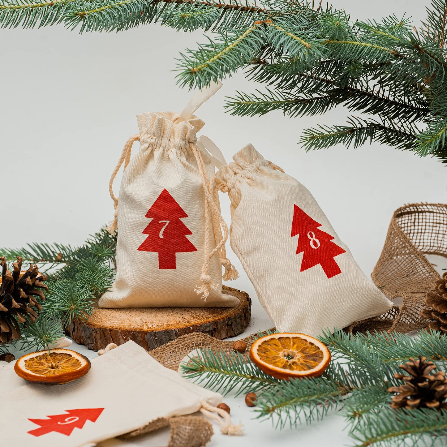 Premium cotton advent calendar bags 2024 for filling with 3 different sized pockets - now with thicker fabric - DIY calendar for kids (boys & girls), men, women, and couples