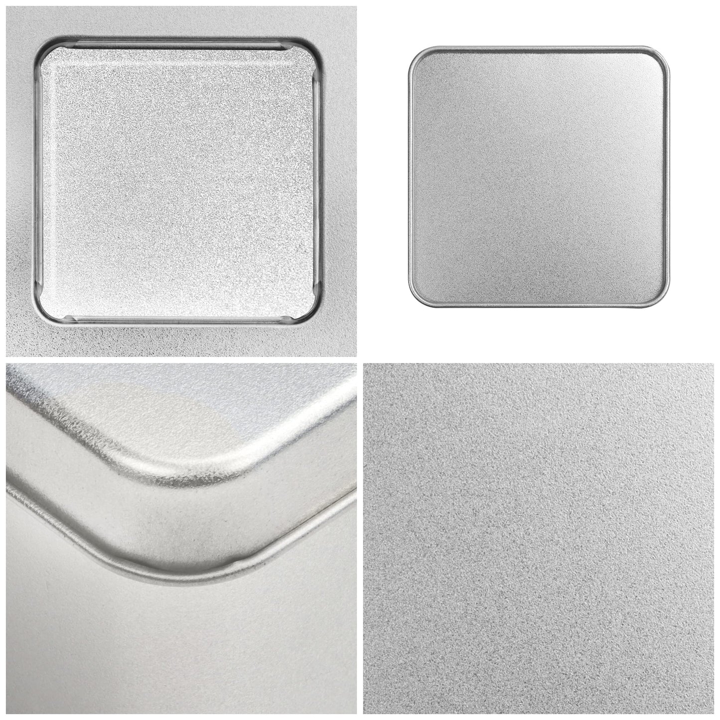 Kurtzy Silver Metal Cans with Lid (10 Pack) 9x9xH5.7cm Small Metal Boxes Portable Empty Metal Box with Lid without Hinge - Mini Storage Box Metal Rectangular Containers & Survival Kit
