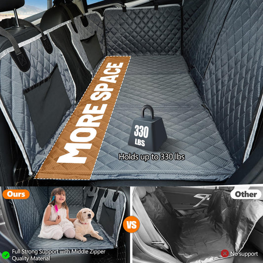 ANOSOSPECIAL Dog Car Seat Cover with Hard Bottom, Dog Car Seat Cover Backseat Waterproof Scratch-resistant Non-slip, Dog Car Seat Cover Widened Gray