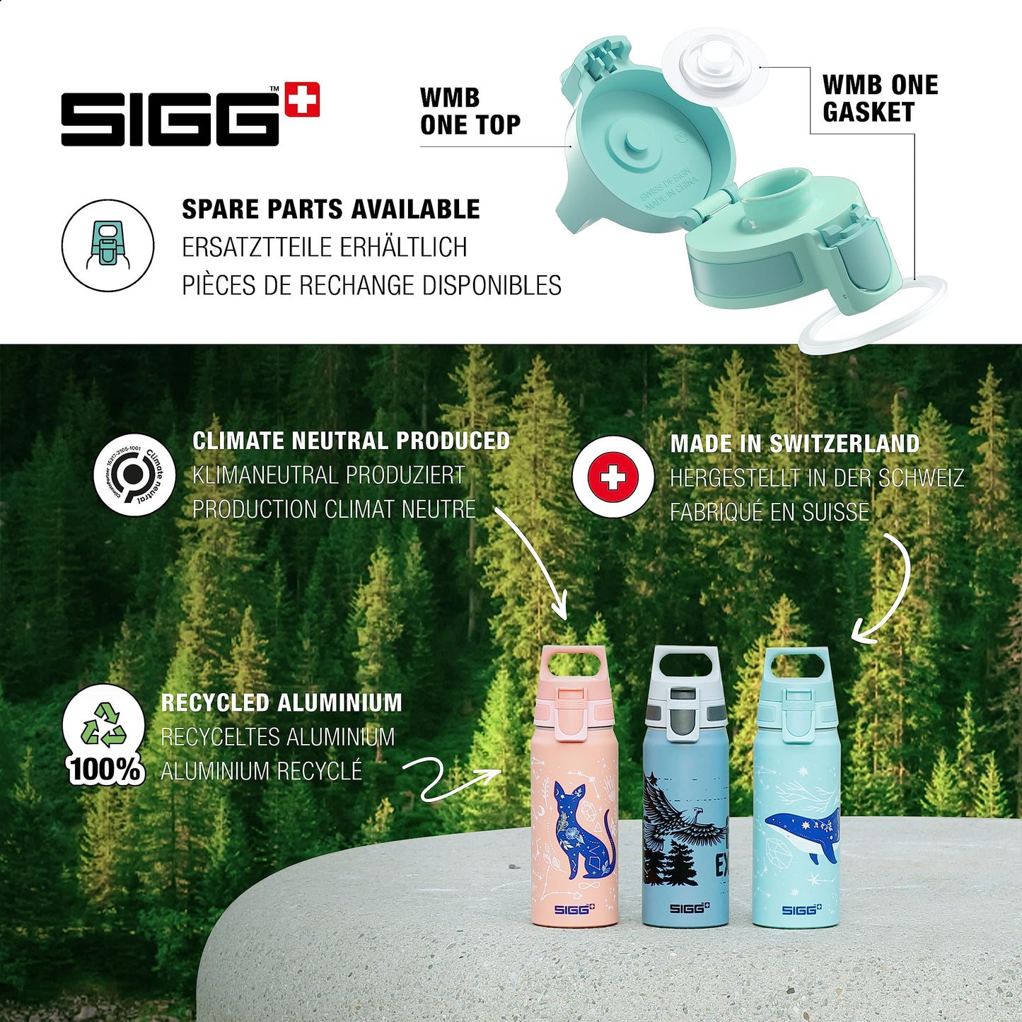 SIGG - Aluminum Water Bottle Children - WMB ONE Harry Potter - Carbonation Suitable - Leakproof - Lightweight - BPA-free - Climate Neutral Certified - Sports & School - Turquoise - 0.6L