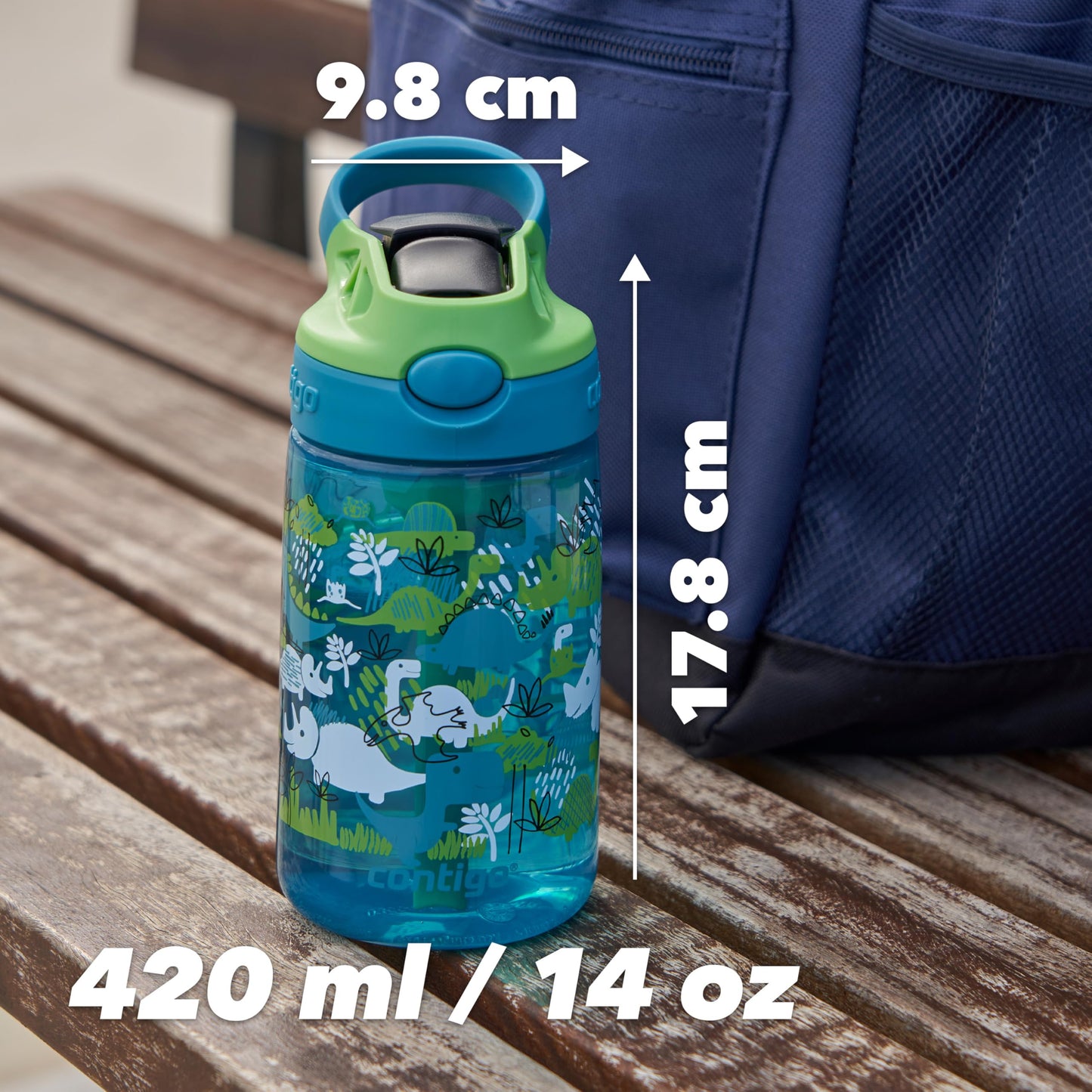 Contigo Kids Water Bottle Easy Clean Autospout with Straw, BPA-free durable bottle, 100% leak-proof, easy to clean, great for daycare, kindergarten, school and sports, 420ml