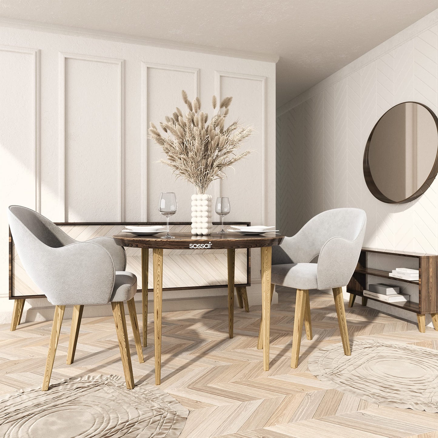 Sossai solid oak table legs with oil finish, Clif Square HMF4, 71 cm high, square, slanted design, for chairs, tables.