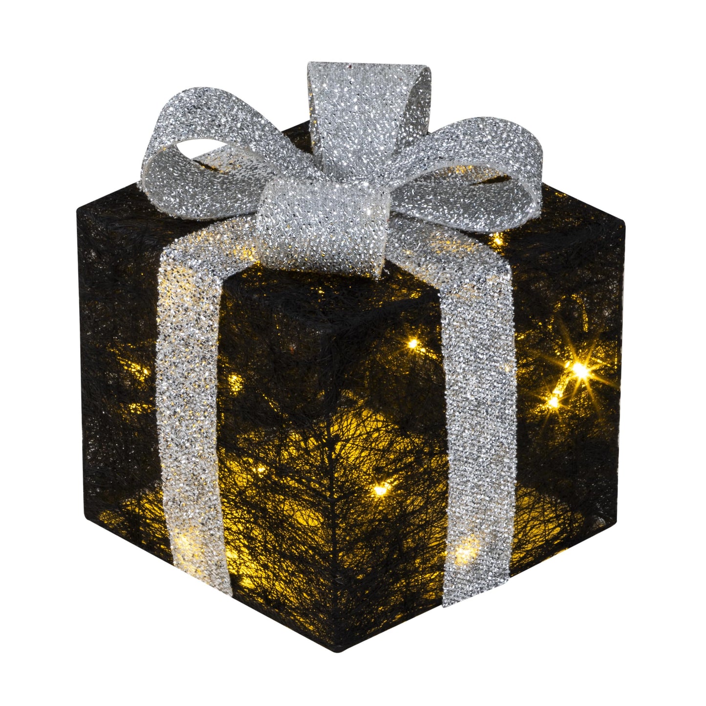 Bambelaa! 3-piece LED decorative gift light boxes with timer Christmas decoration Christmas decor illuminated decor Christmas black-silver