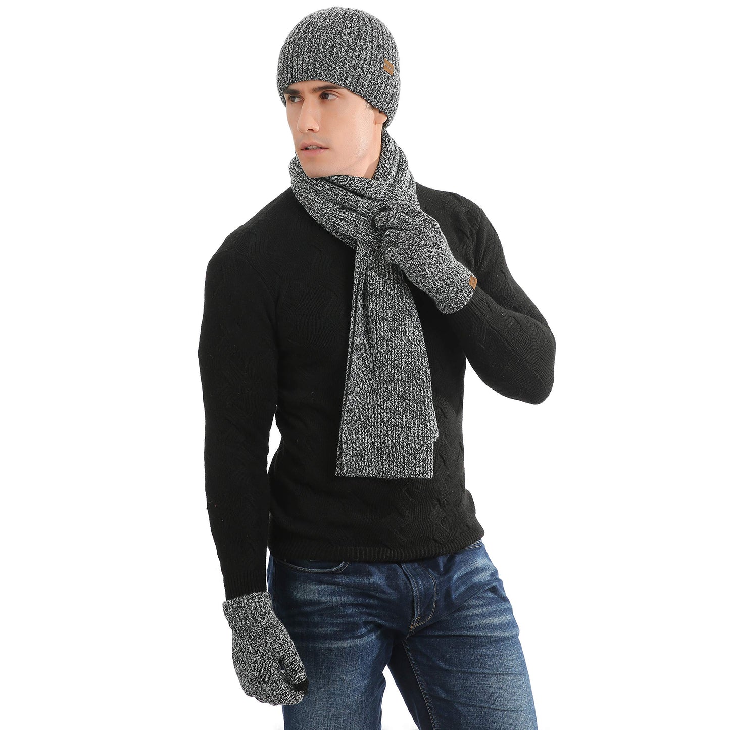 Kuukaa's hat, scarf & glove sets for men and women. Winter hat with lining for men and women. Touchscreen gloves for men and women. Winter warm set.