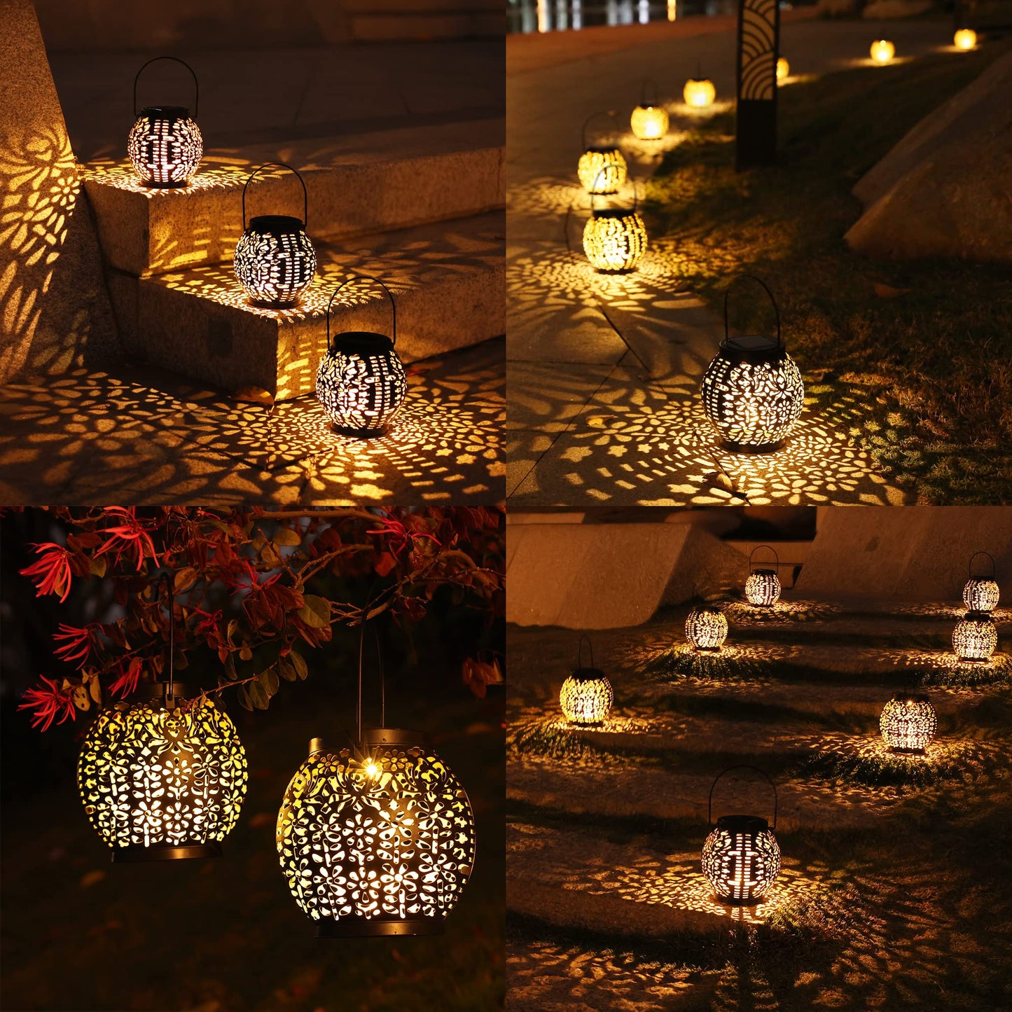 Outdoor solar lantern, BrizLabs 2 pack balcony solar lamp for outdoor garden hanging solar lights waterproof IP65 for garden pathway patio porch lawn yard Christmas warm white