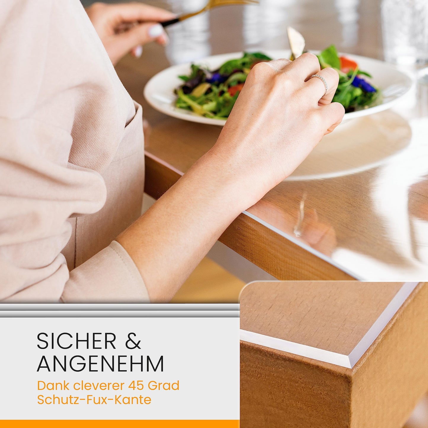 PROTECTIVE-FOX Table Cover 2mm transparent - Table protection with angled edge, clear tablecloth washable, Various sizes, custom made, Made in Germany (55 x 330)