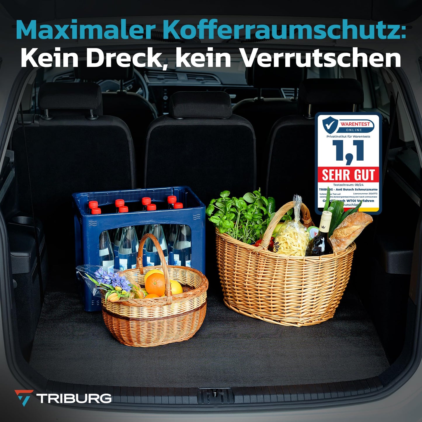 TRIBURG Universal anti-slip dirt mat 120x180 cm Waterproof and Customizable - trunk mat - non-slip mat for car - non-slip mat for drawers - trunk protection mat