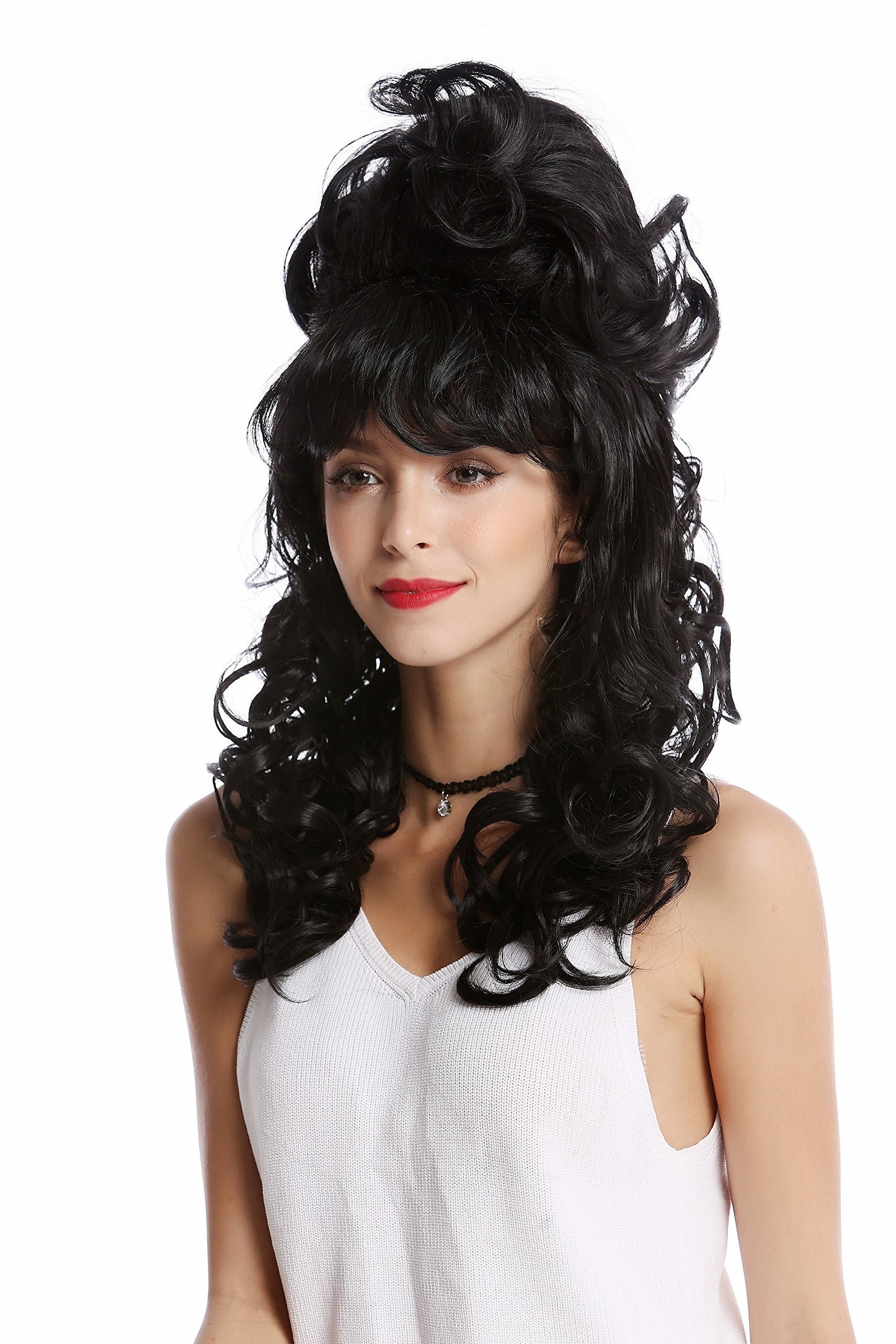 WIG ME UP - GF-W2418-1B Wig Women's wig Baroque 60s retro huge Beehive updo Curly long bangs black
