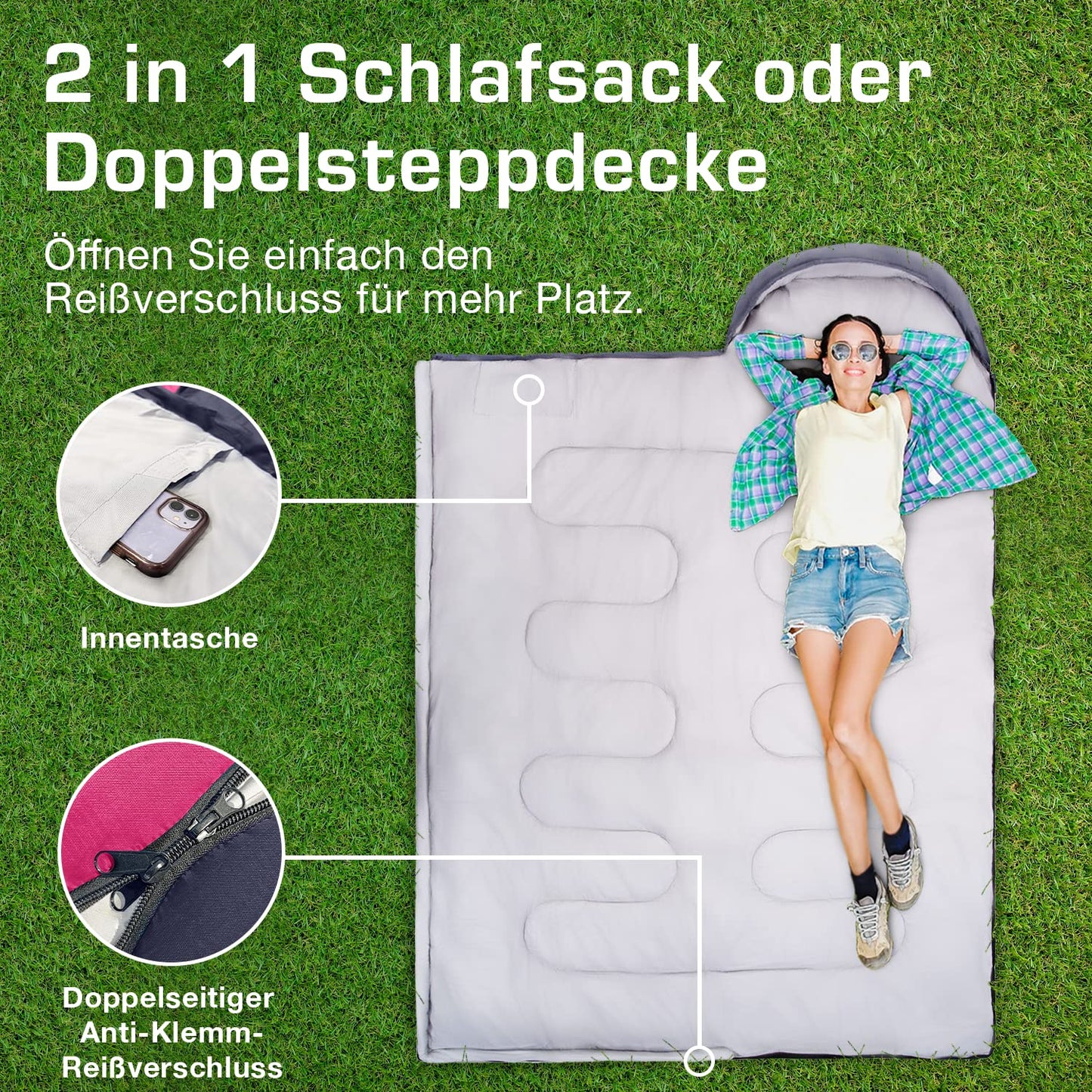 Active Era Premium Mummy Sleeping Bag 250 GSM, Winter & Summer Sleeping Bag, 0°C to 15°C, Indoor and Outdoor Camping, Festivals, Sleeping Bag Water-resistant, Ultralight, Small Pack Size - Pink