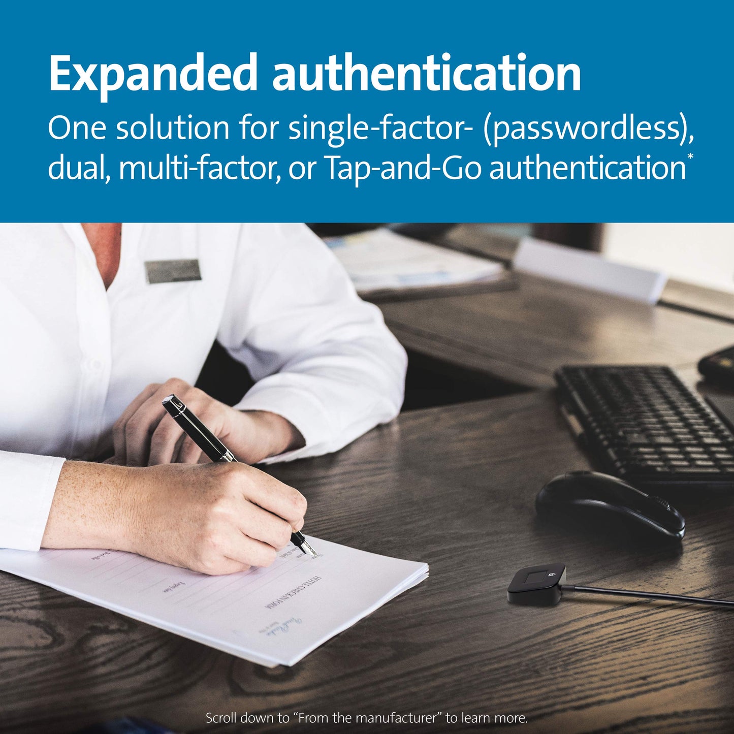 Kensington VeriMark Desktop Fingerprint Key, Biometric fingerprint authentication, identity reader, detection technology for your PC, Black, K62330WW