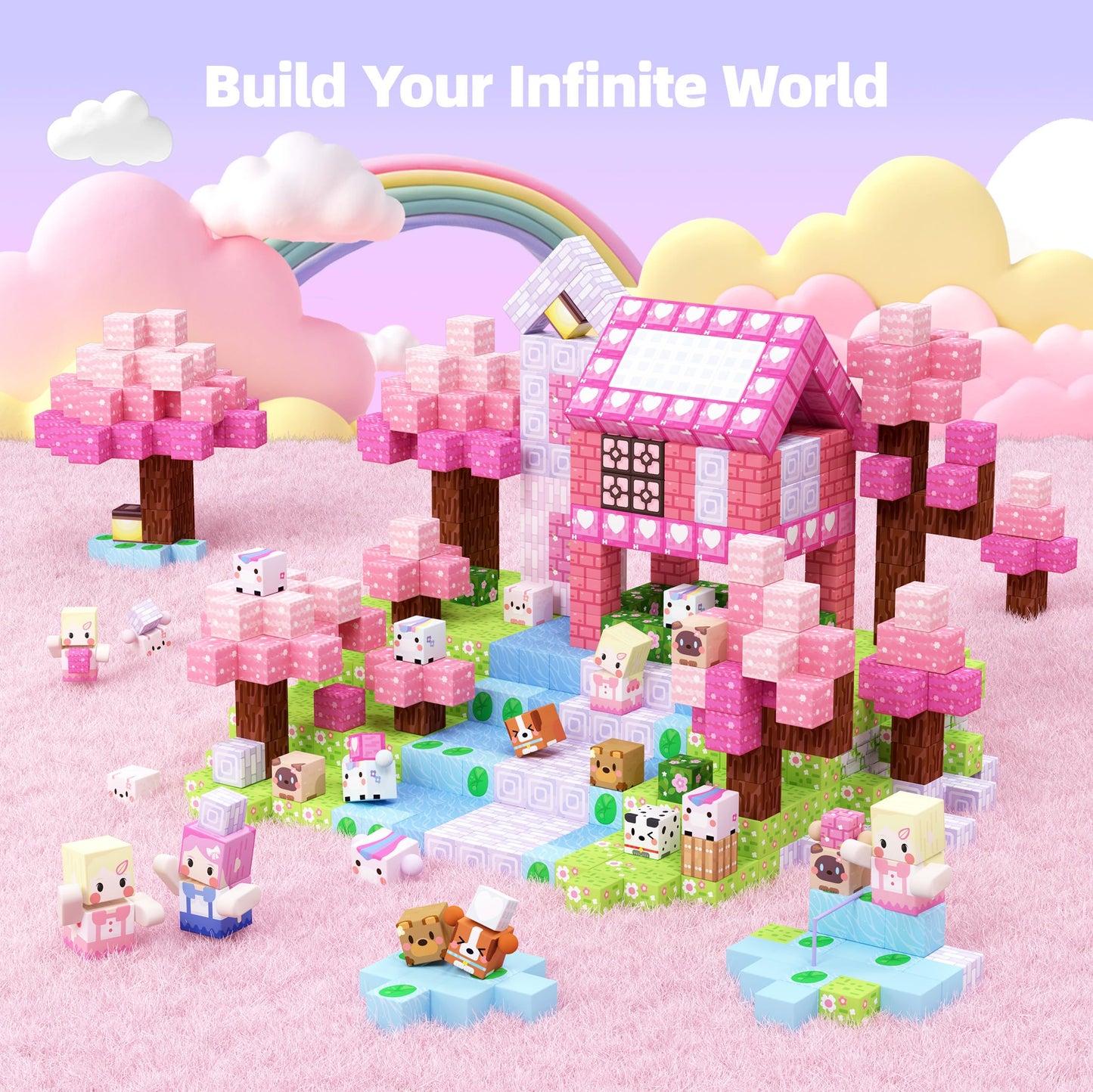 GobiDex Magnetic Building Blocks 100 Pieces - Unicorn Magnetic Tiles, Beautiful Magnetic Toy & Construction Set for Girls, Princess Gifts for Kids aged 3-4, 5-6, 7-8, 9-10 years