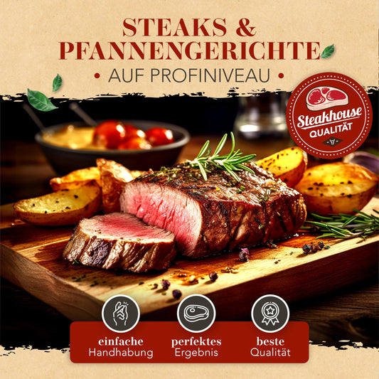 CRUST MAGIC 16+20+24cm cast iron pans induction - Pre-seasoned cast iron pans - Ideal grill pan for induction, iron pan, cast iron pan, frying pan, cast iron skillet pan.