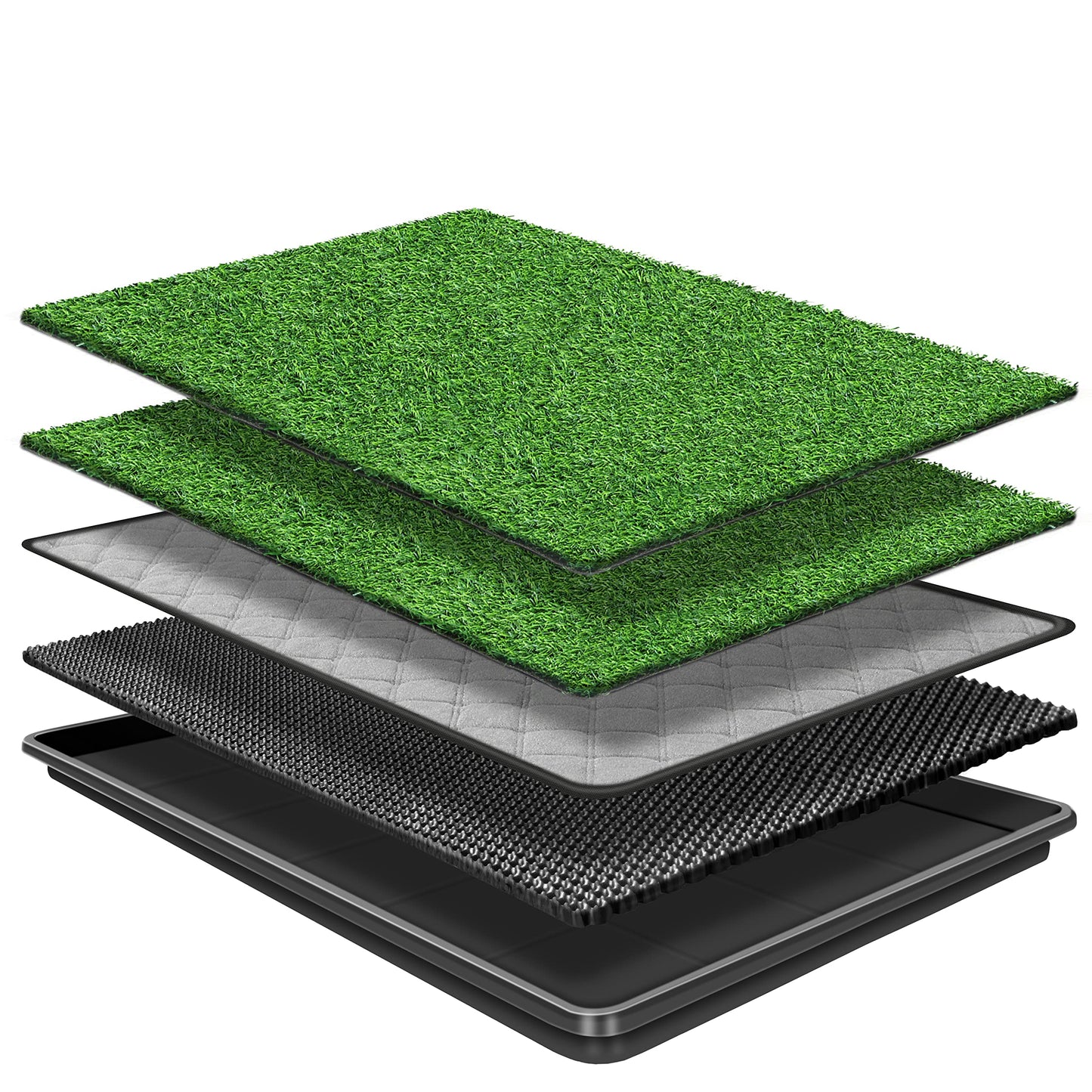 GoldOuya 60 x 90 cm dog grass pad with tray for indoor and outdoor use, great for large dog potty training is a complete potty system. Grass potty pads for dogs with tray are reusable.