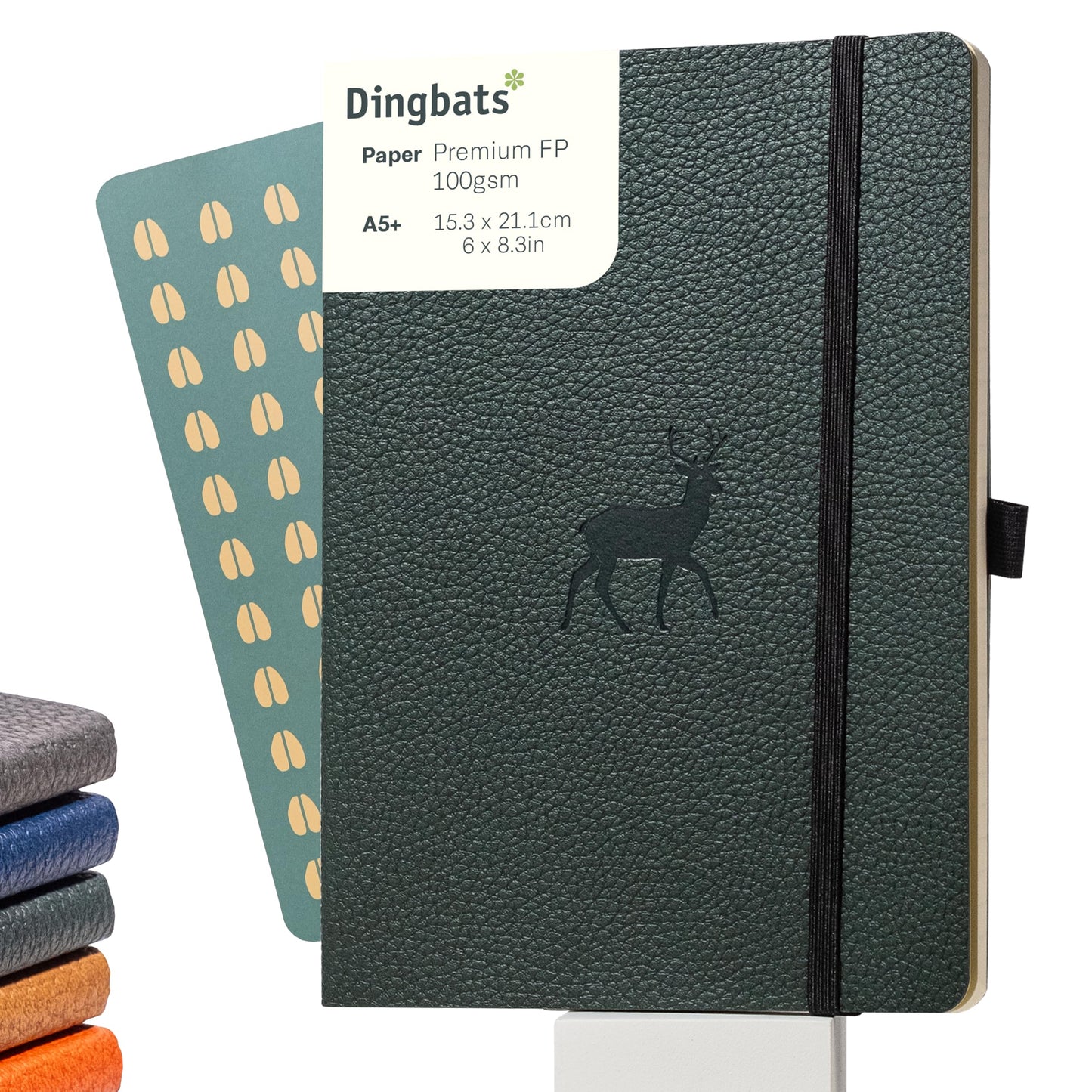 Dingbats* - Wildlife Notebook A5 Dotted - Softcover Journal made from vegan leather for work, travel journal, university notes - with elastic closure band