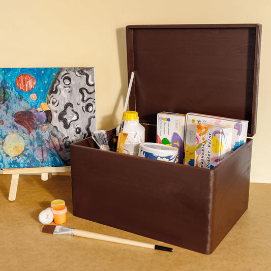 Creative Deco XXL Brown Large Wooden Box with Lid | 40x30x24 cm (+/-1cm) | Wood Chest Memory Box Baby Wooden Box with Lid Christmas Box | For Documents, Tools| RAW, UNSANDED