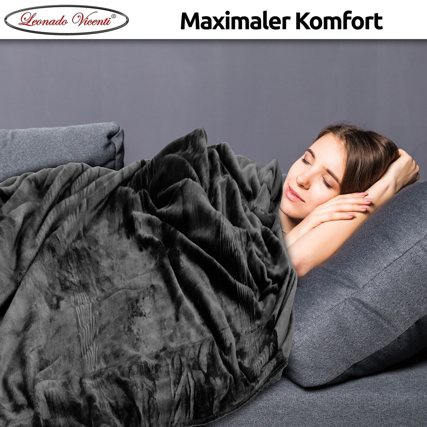 Leonado Vicenti Flannel Blanket - Soft Fleece Throw - Warm Wool Blanket - Living Room Blanket - Couch Throw - Solid Colors - THREE Sizes - Nine Colors - Extra Soft - Oeko-TEX Certified - Easy Care.