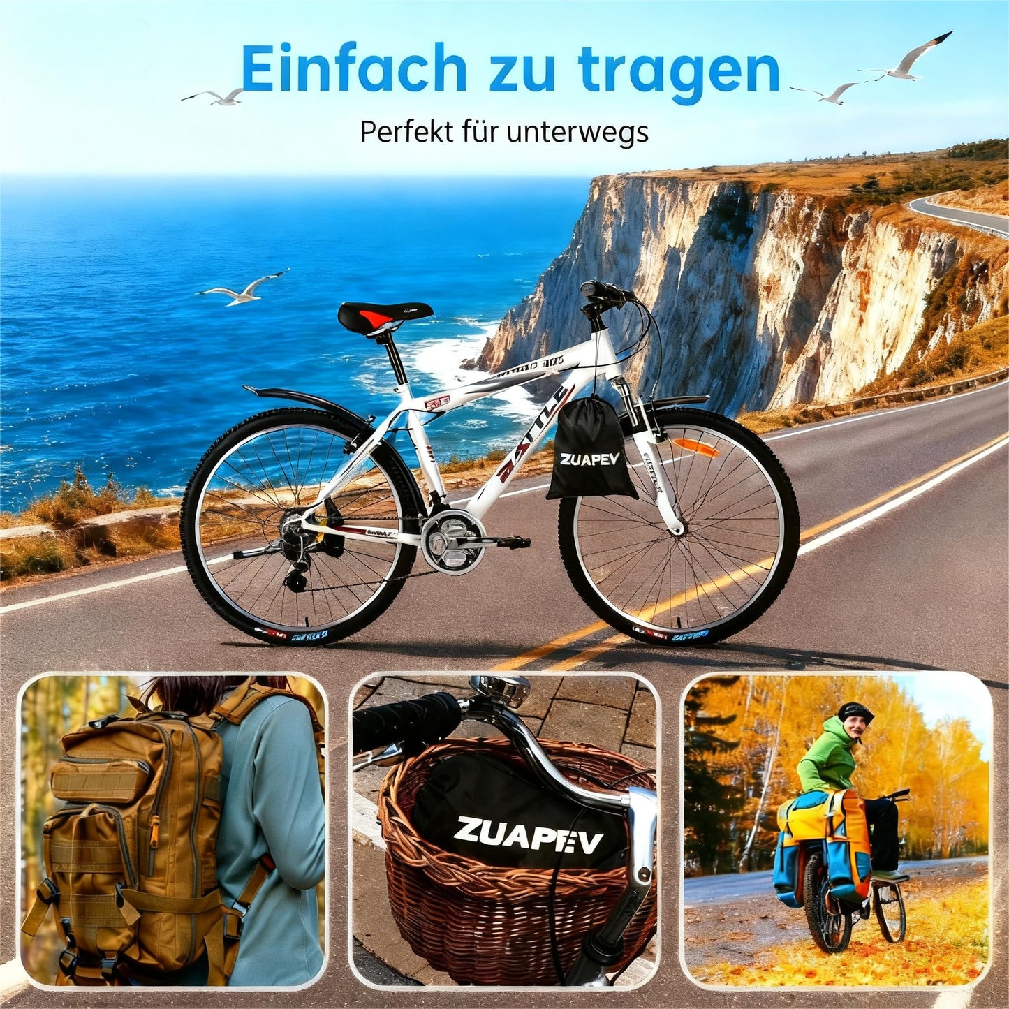 ZUAPEV Bike Cover for 2-3 bikes Waterproof, Bicycle Garage Weatherproof Bicycle Tarpaulin Polyester 210D Bike Tarp Rain Protection, Bike Garage Outdoor Cover Protective cover 208x112x110 cm