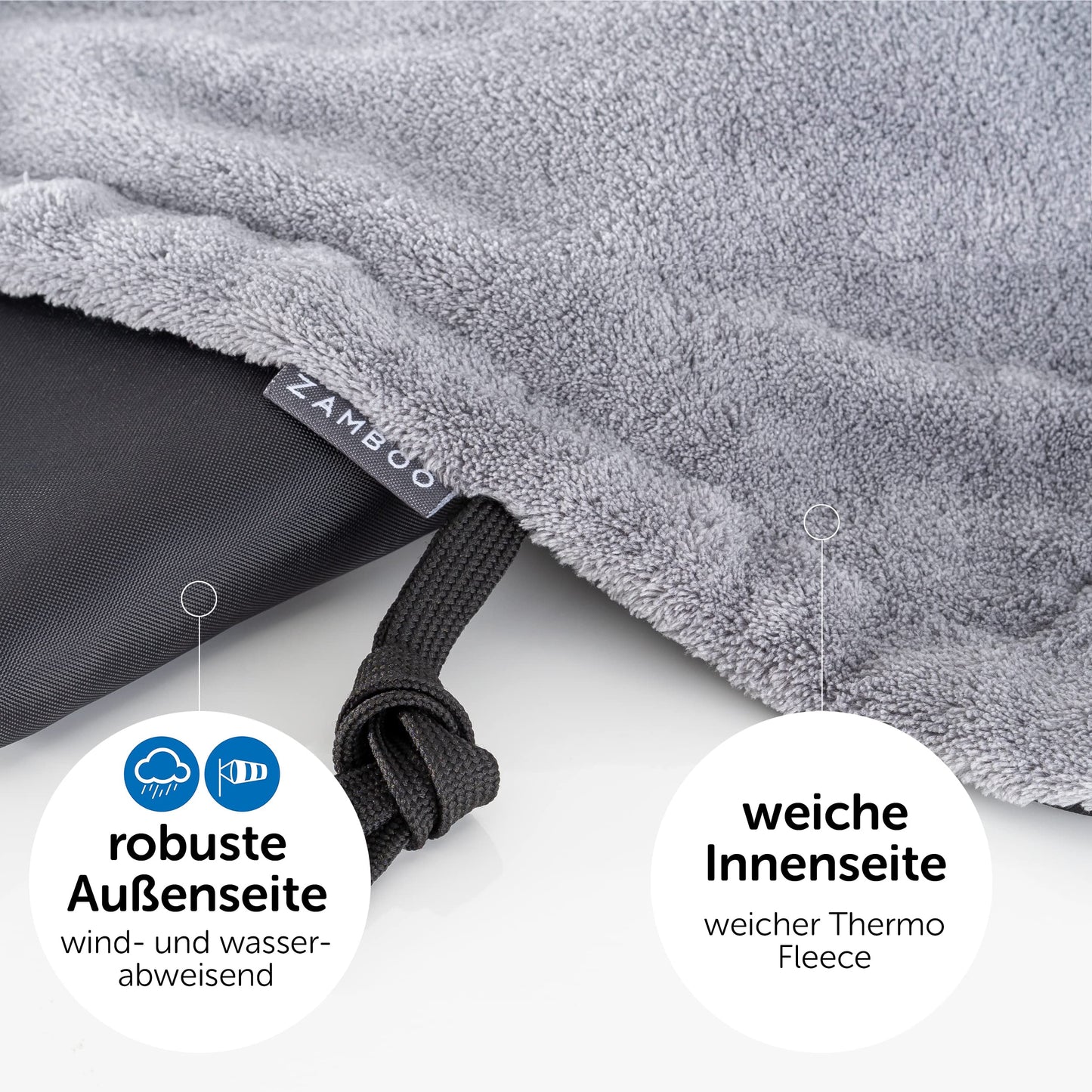 Zamboo universal blanket for stroller and buggy - water-repellent outdoor footmuff for sports strollers & joggers - Black Gray