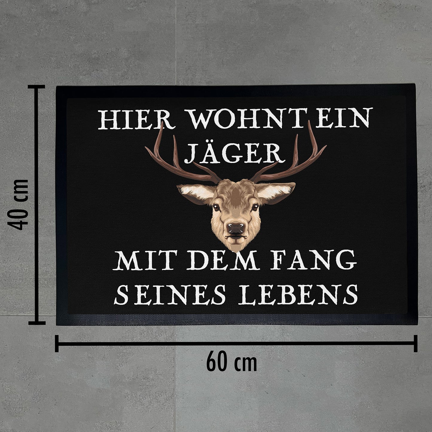 Trendation - Here Lives A Hunter Doormat Gift for Hunters Funny Saying Friend Doormat 60x40 cm Hunting