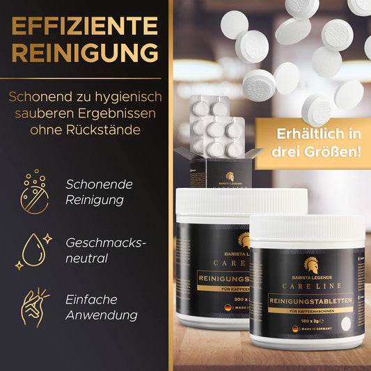 Barista Legends Care Line® Cleaning Tablets for Coffee Machines - 50 x 2g - Coffee Maker & Espresso Machine Cleaner Tablets with Clean Protect Formula - Compatible with all major brands