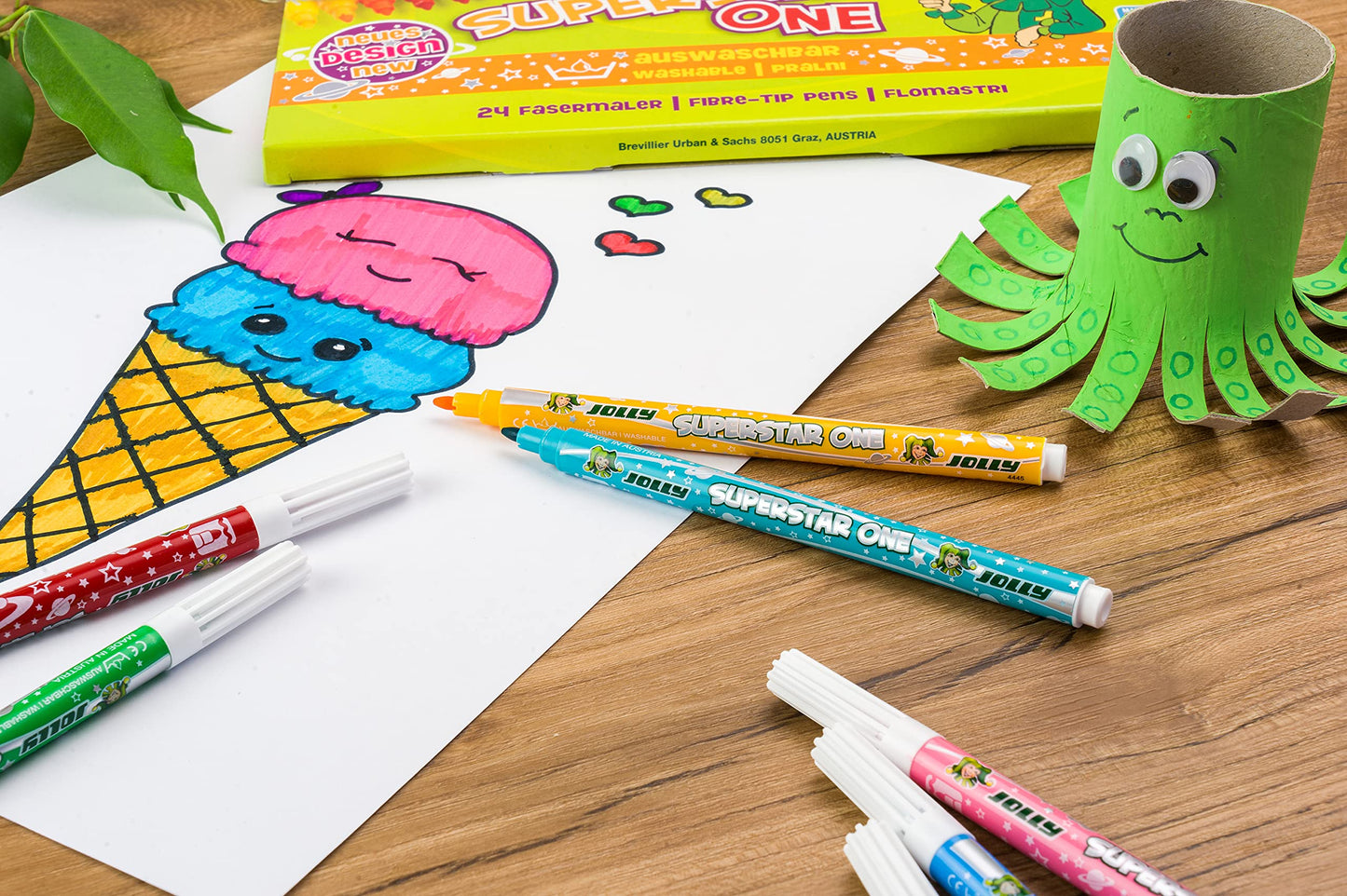 JOLLY Superstar ONE Fiber Pen High-quality felt-tip pen Washable 24 pieces in cardboard box 4445-0030 24 Fiber Pens