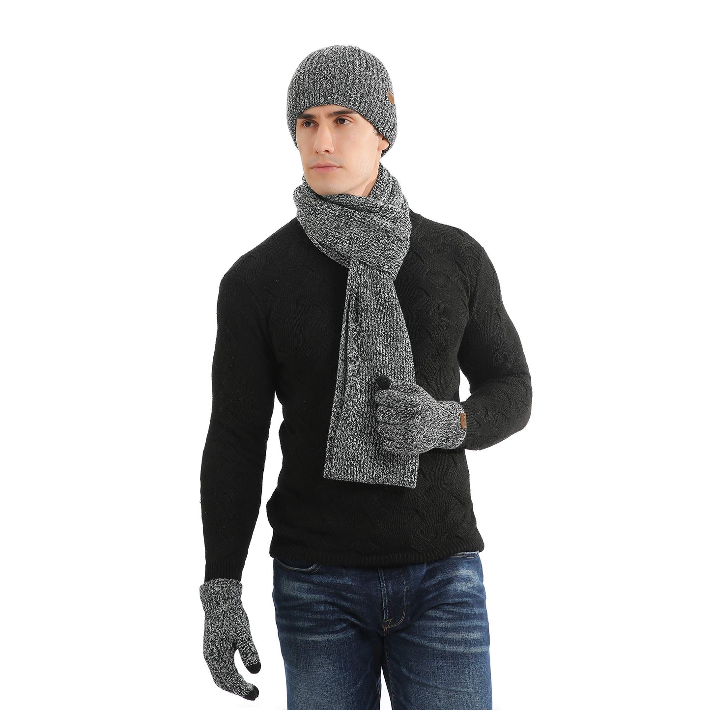 Kuukaa's hat, scarf & glove sets for men and women. Winter hat with lining for men and women. Touchscreen gloves for men and women. Winter warm set.
