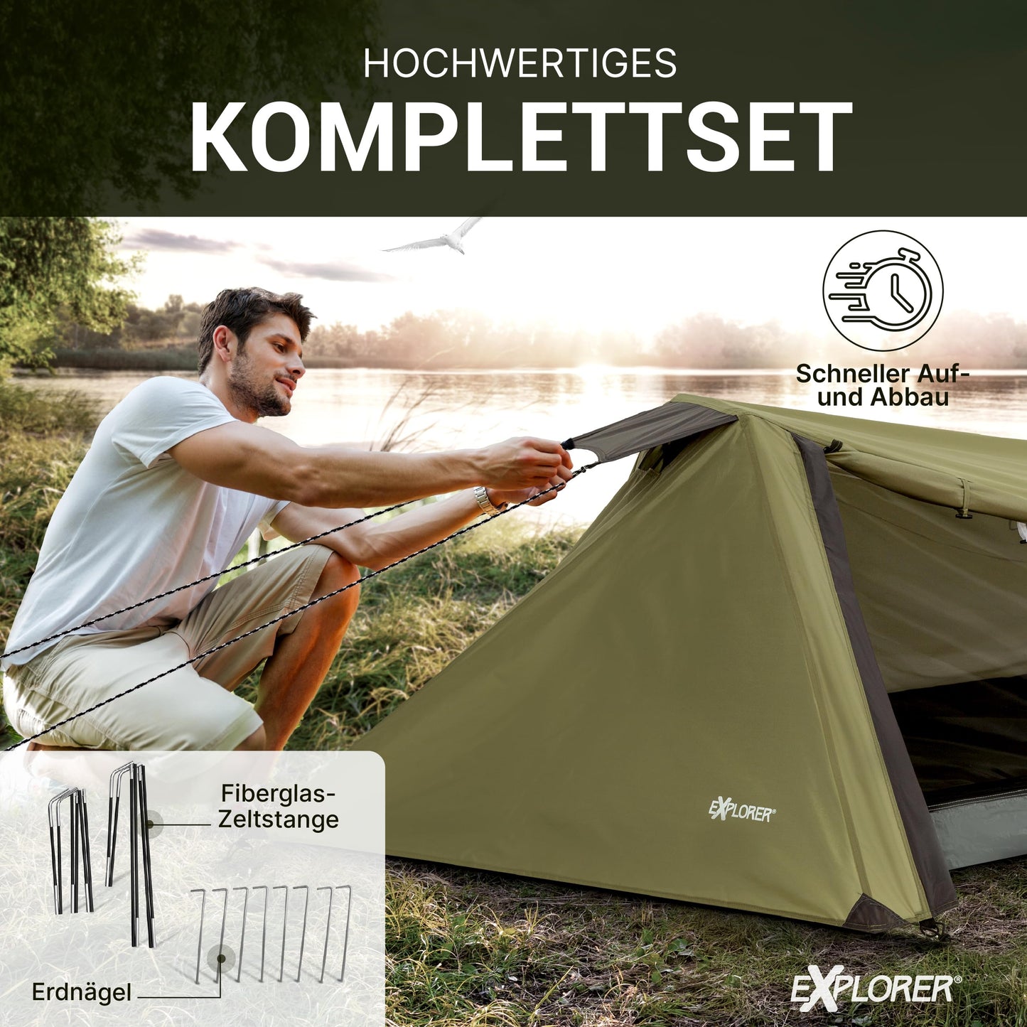 EXPLORER Namib 1 person tent small pack size ultralight for bike or motorcycle travel 3000mm water column with separate inner tent hiking trekking camping